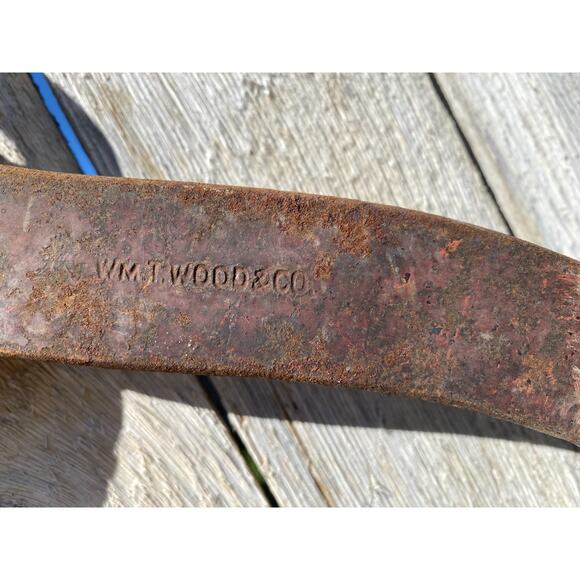Antique WMT William T Wood & Co Ice Tool Lowering Tongs Arlington MA 1845-1905 - Picture 5 of 8